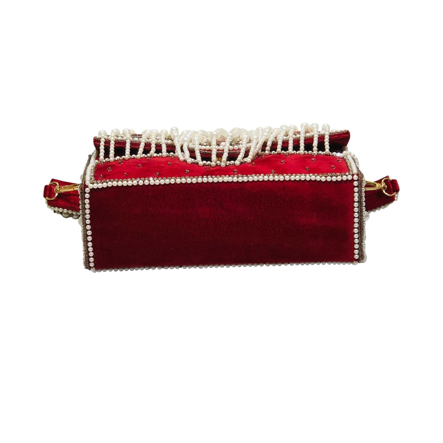 Home Pearl Luxury Handcrafted Bridal Clutch – Pearl Crystal Embellished Velvet Purse
