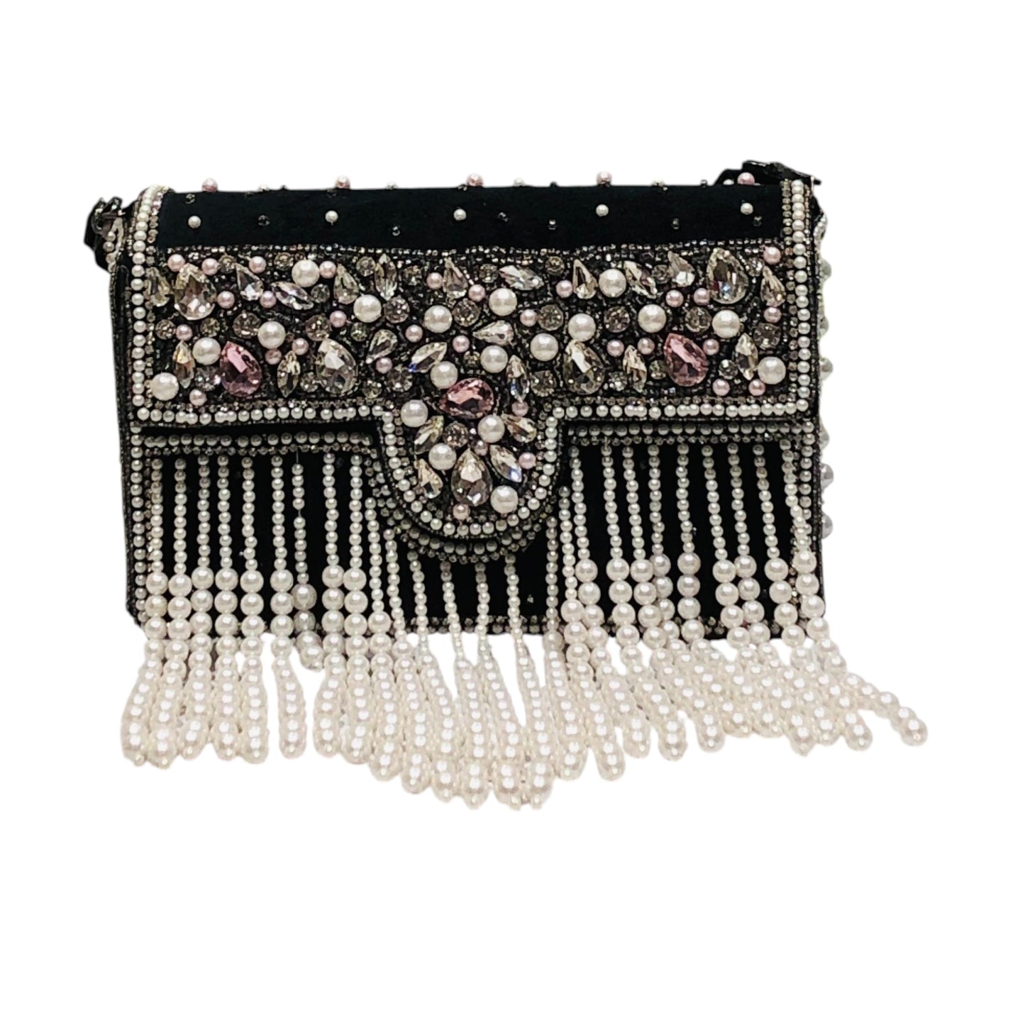Home Pearl Luxury Handcrafted Bridal Clutch – Pearl Crystal Embellished Velvet Purse