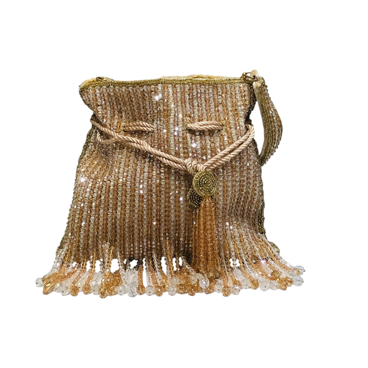 Home Pearl Black Beaded Fringe Bridal Potli Bag – Elegant Evening Purse