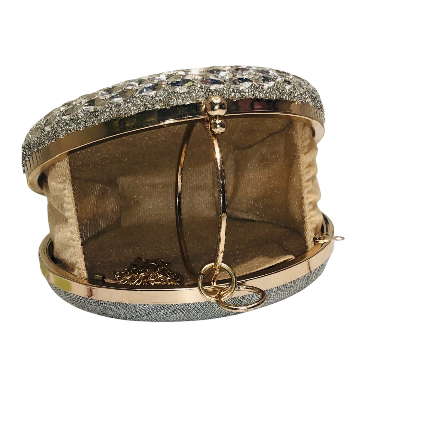 Home Pearl Crystal Bridal Potli Bag – Round Ring Handle