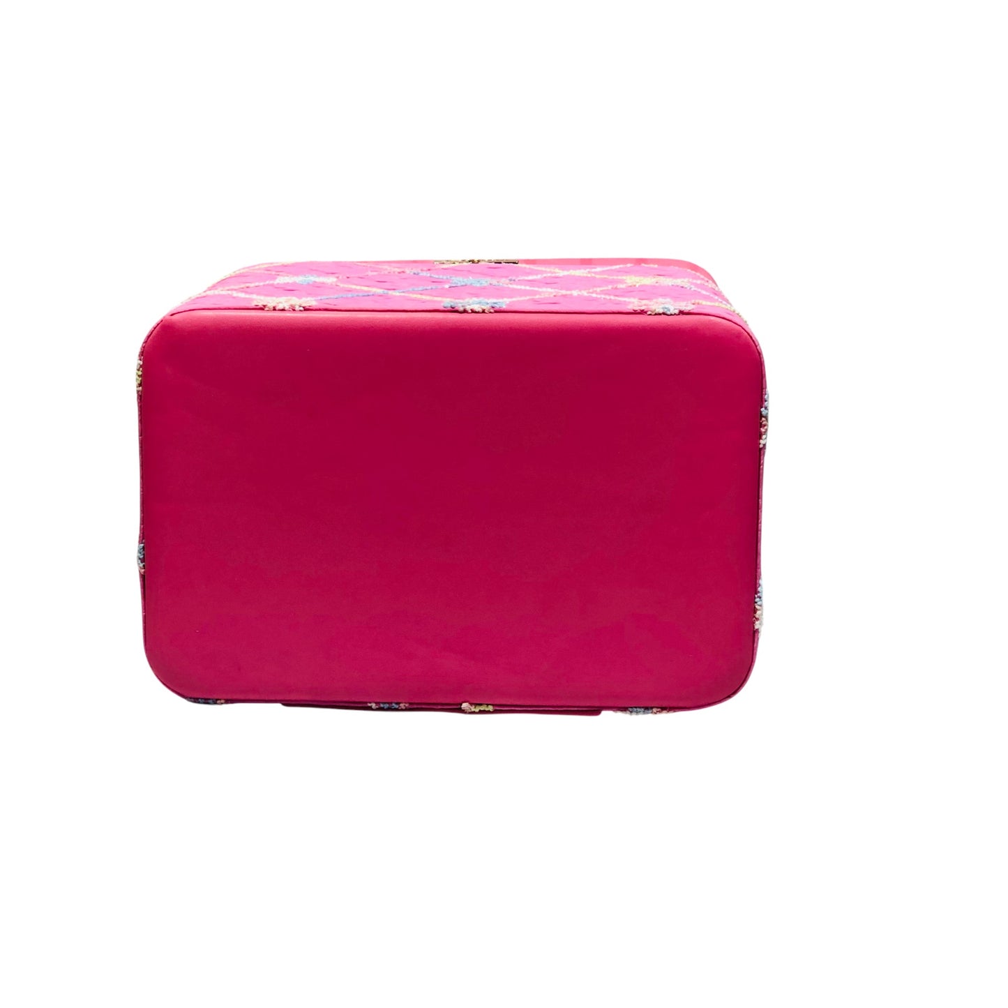Home Pearl Pink Embroidered Vanity Box with Handle – Stylish Spacious Organizer