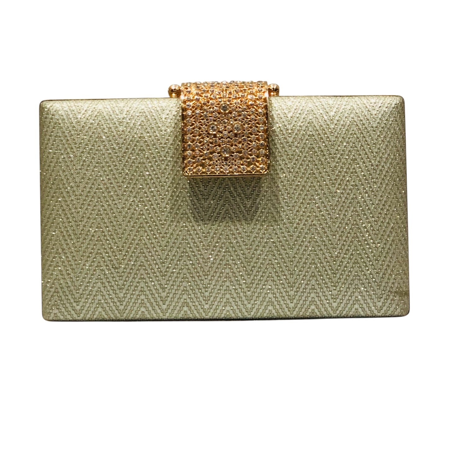 Home Pearl Elegant Green Chevron Bridal Clutch with Gold Chain – Luxe Evening Bag