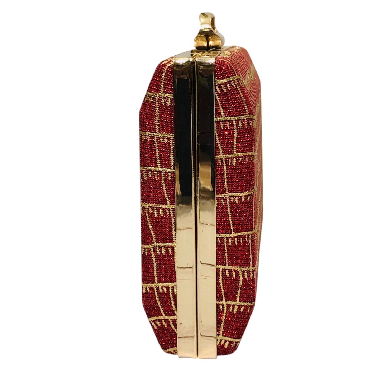 Home Pearl Red Gold Embroidered Bridal Clutch – Regal Elegance for Weddings