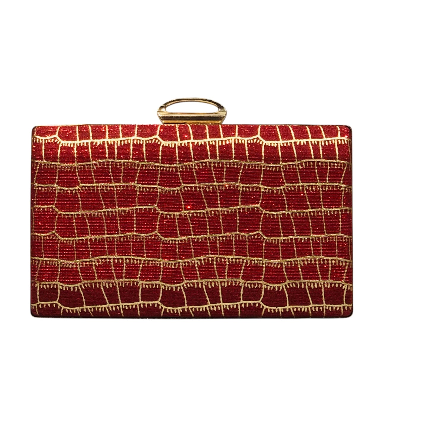 Home Pearl Red Gold Embroidered Bridal Clutch – Regal Elegance for Weddings
