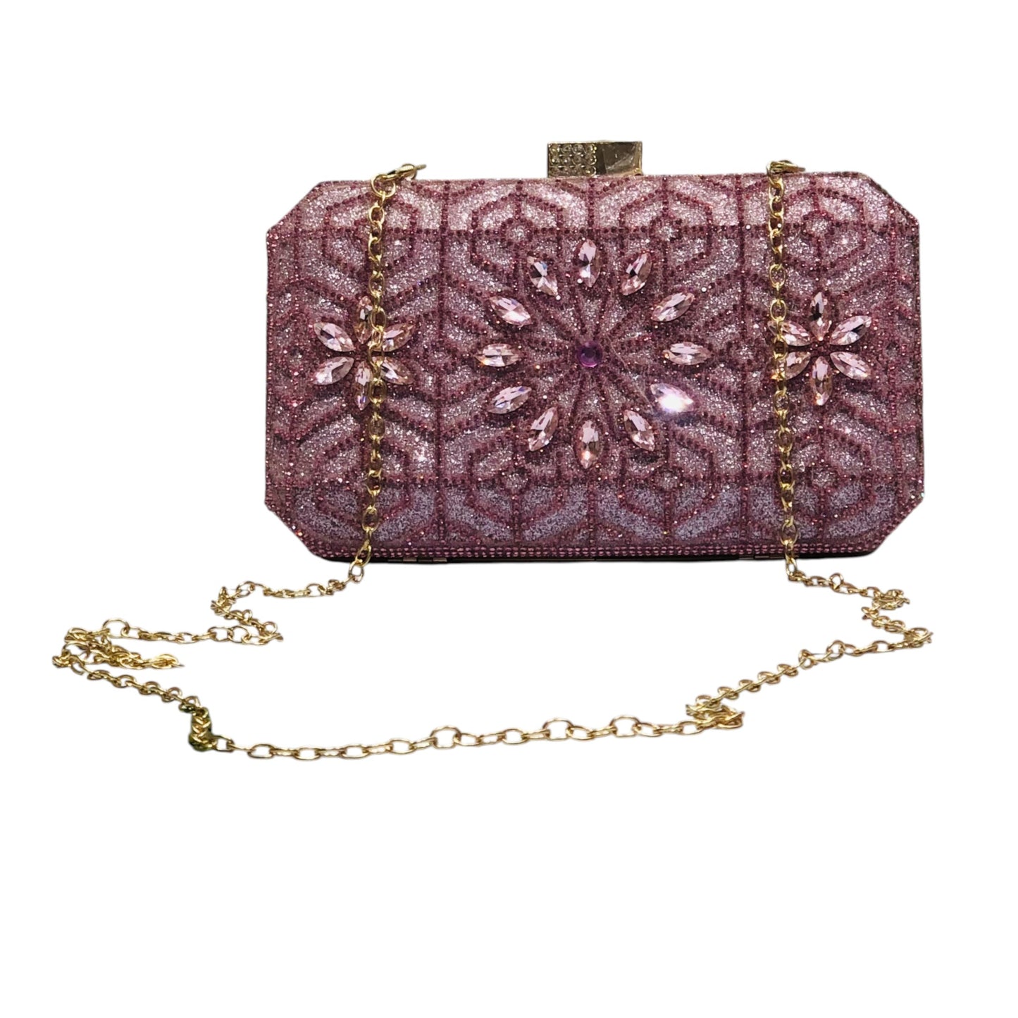 Home Pearl Pink Crystal Embellished Bridal Clutch – Glamorous Wedding Statement