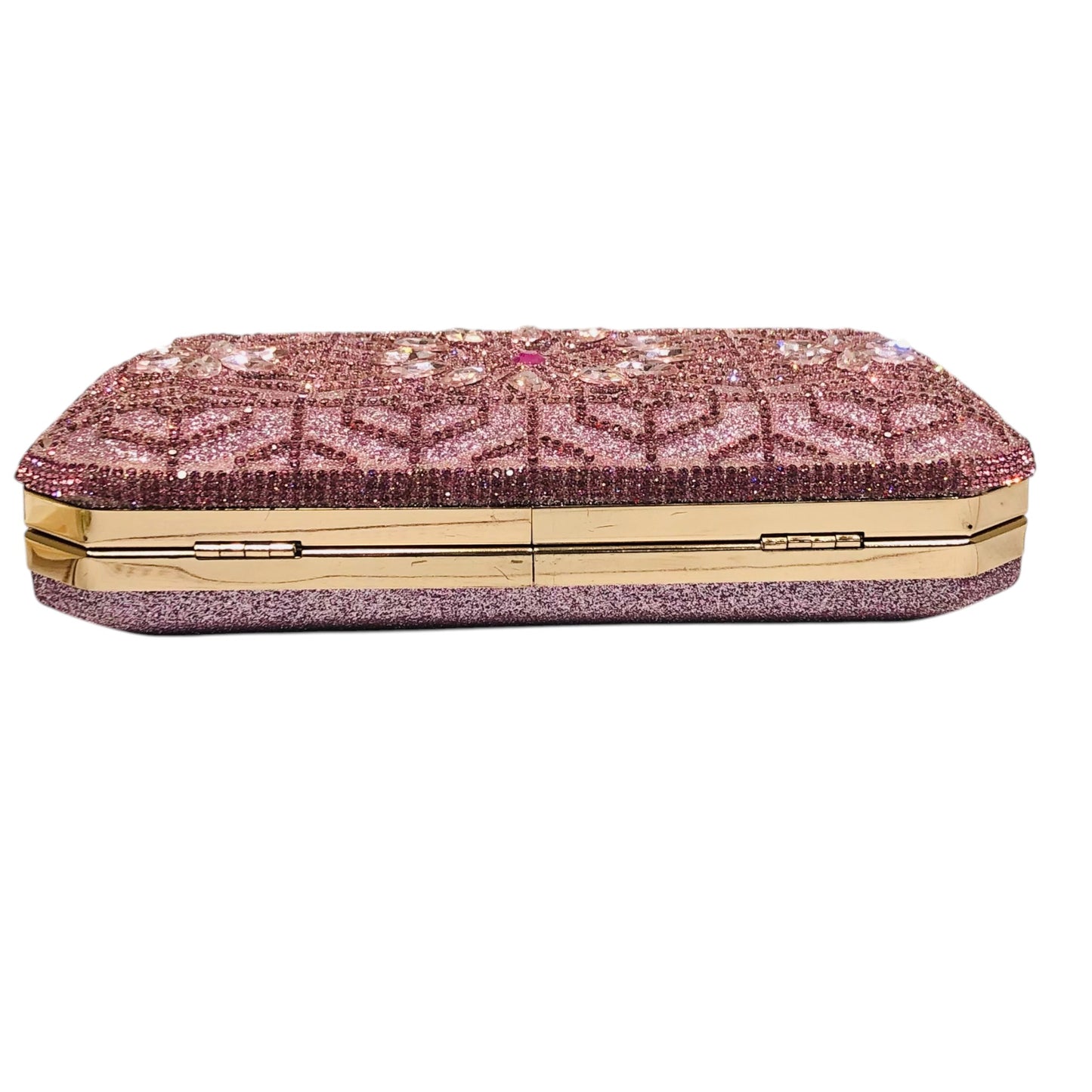 Home Pearl Pink Crystal Embellished Bridal Clutch – Glamorous Wedding Statement