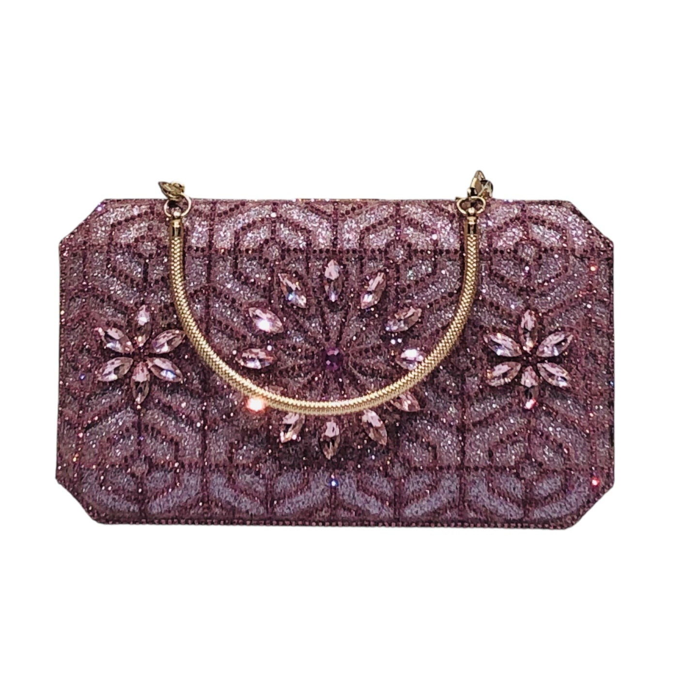 Home Pearl Pink Crystal Embellished Bridal Clutch – Glamorous Wedding Statement