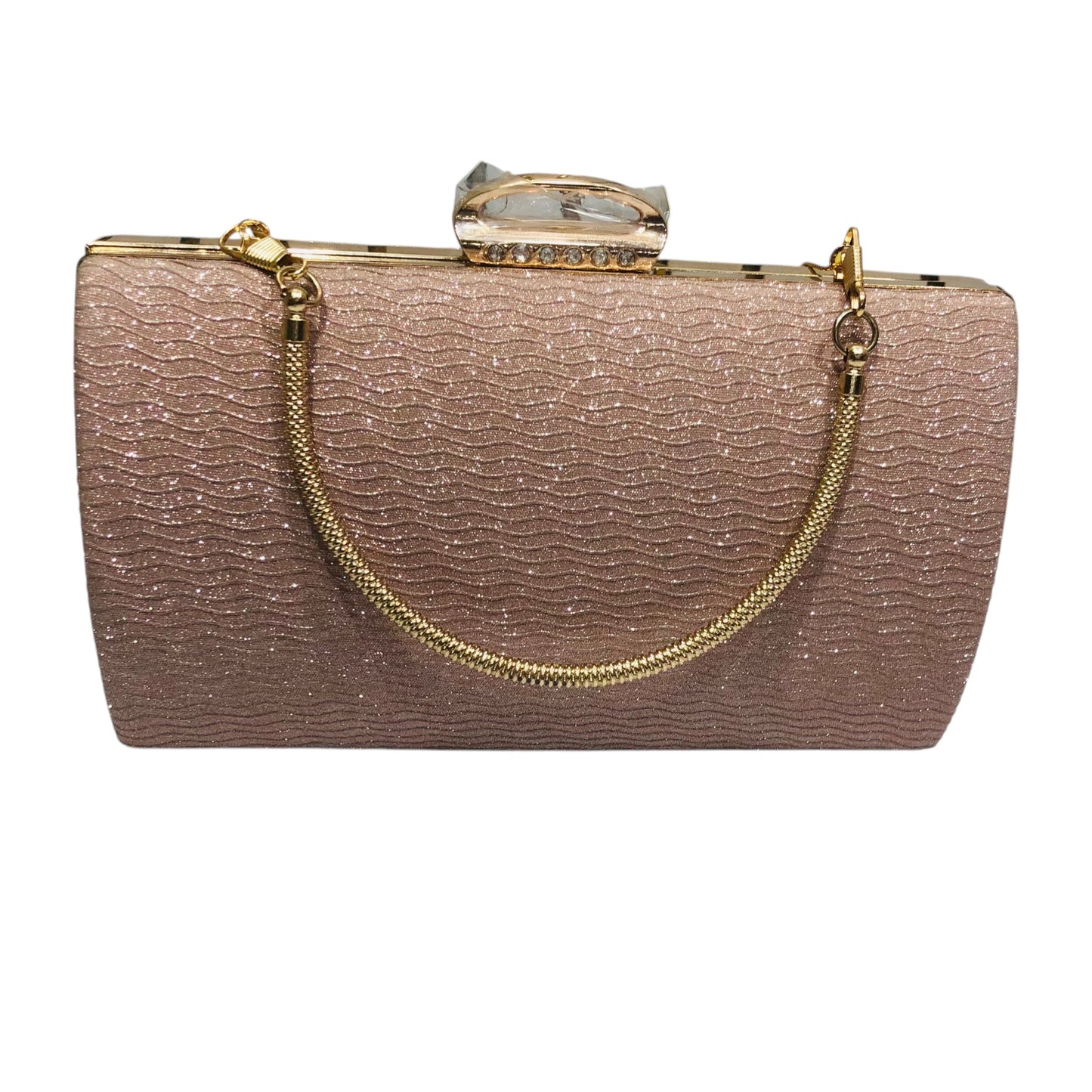 Home Pearl Rose Gold Glitter Bridal Clutch – Elegant Sparkle for Weddings Parties