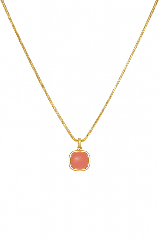 Home Pearl Elegant Anti Tarnish Gold Finish-Plated Peach Pendant Necklace
