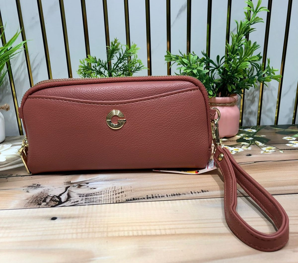 Home Pearl Blush PU Leather Sling Wallet for Women