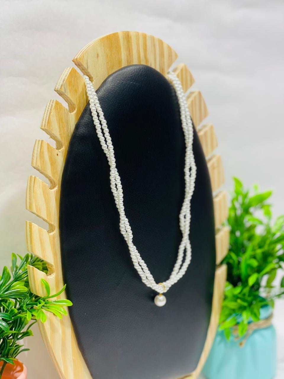 Home Pearl Classic Layered Pearl Bead Necklace with Drop Pendant-Anti Tarnish Gold Finish