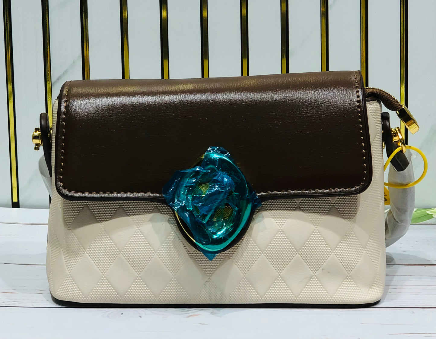 Home Pearl Elegant Sling Bag with Gold-Tone Clasp