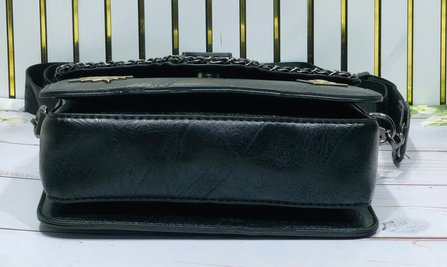 Home Pearl Luxury Sling Bag with Gold Emblem Accents