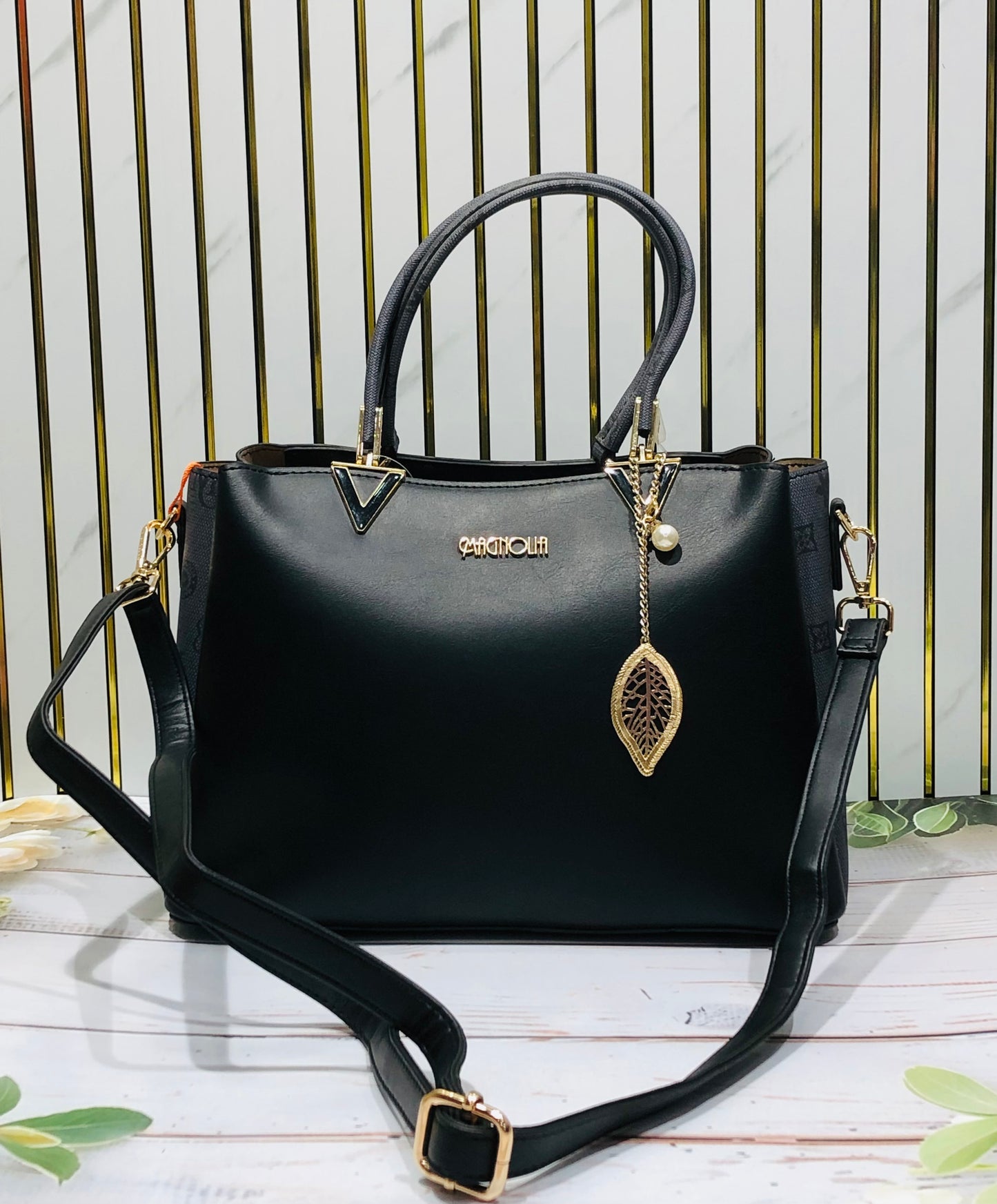 Home Pearl Elegant Medium Handbag with Gold Charm