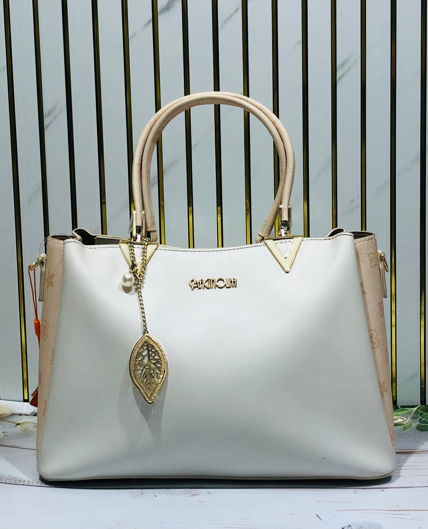 Home Pearl Elegant Medium Handbag with Gold Charm