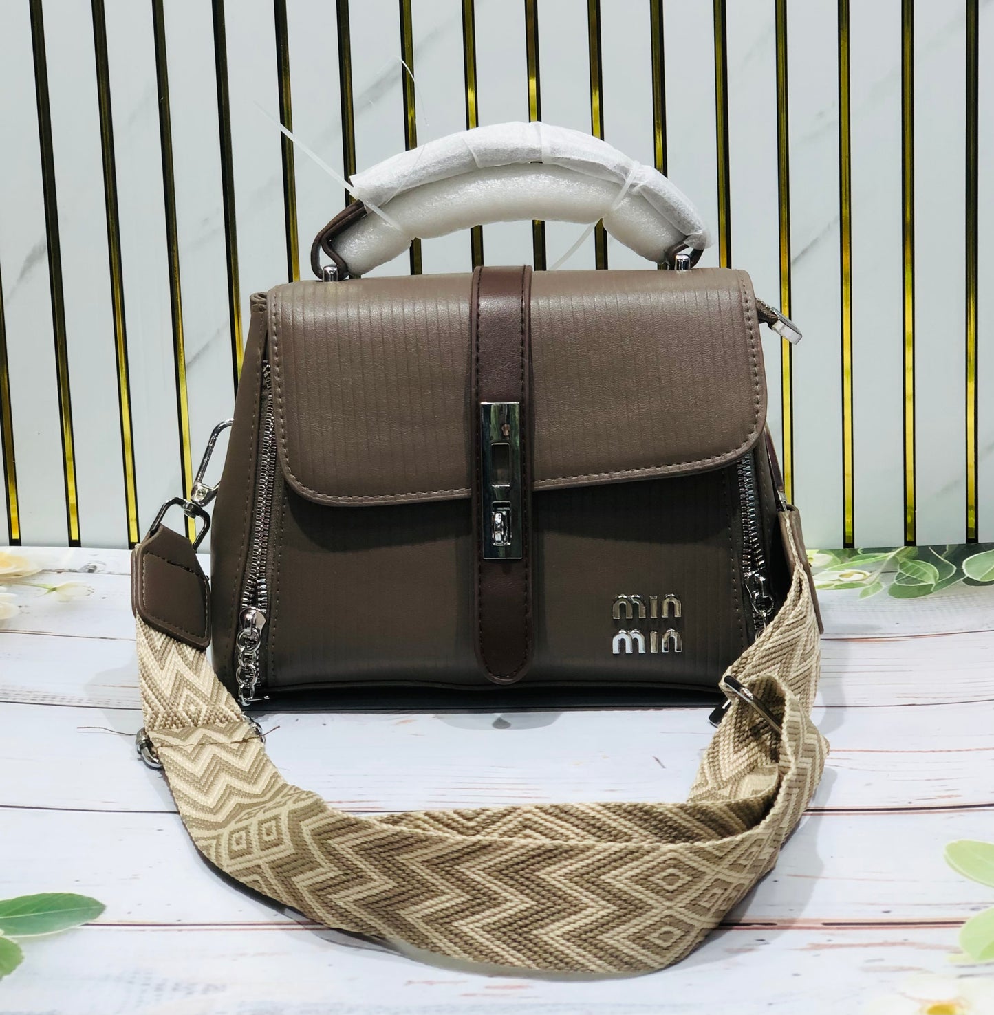 Home Pearl Classic Sling Bag with Monogram & Pattern Strap