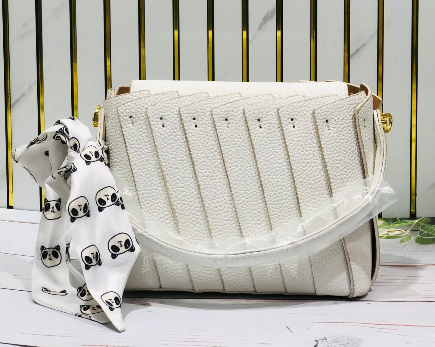 Home Pearl Sling Bag with Printed Scarf – Chic & Versatile