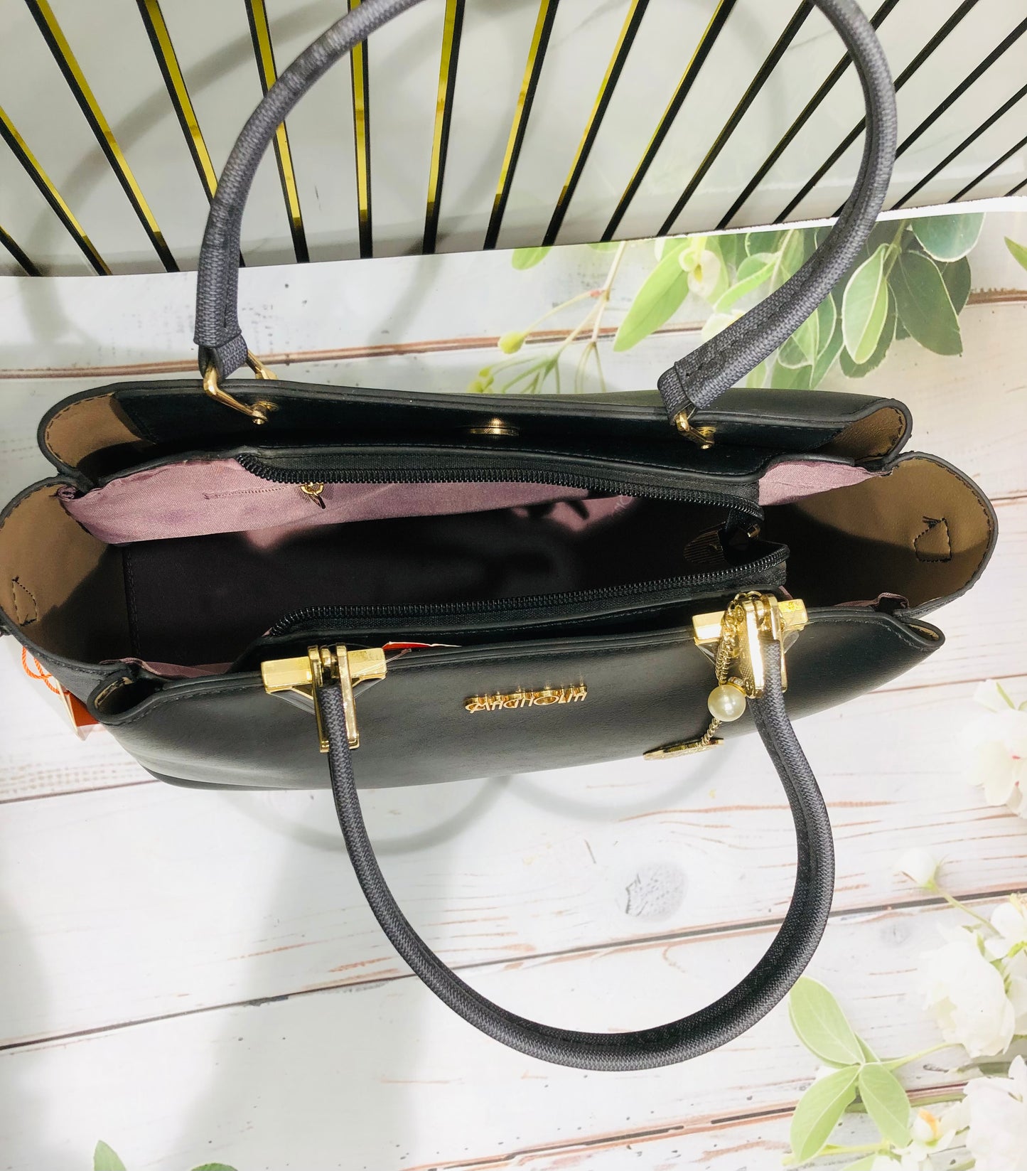 Home Pearl Elegant Medium Handbag with Gold Charm