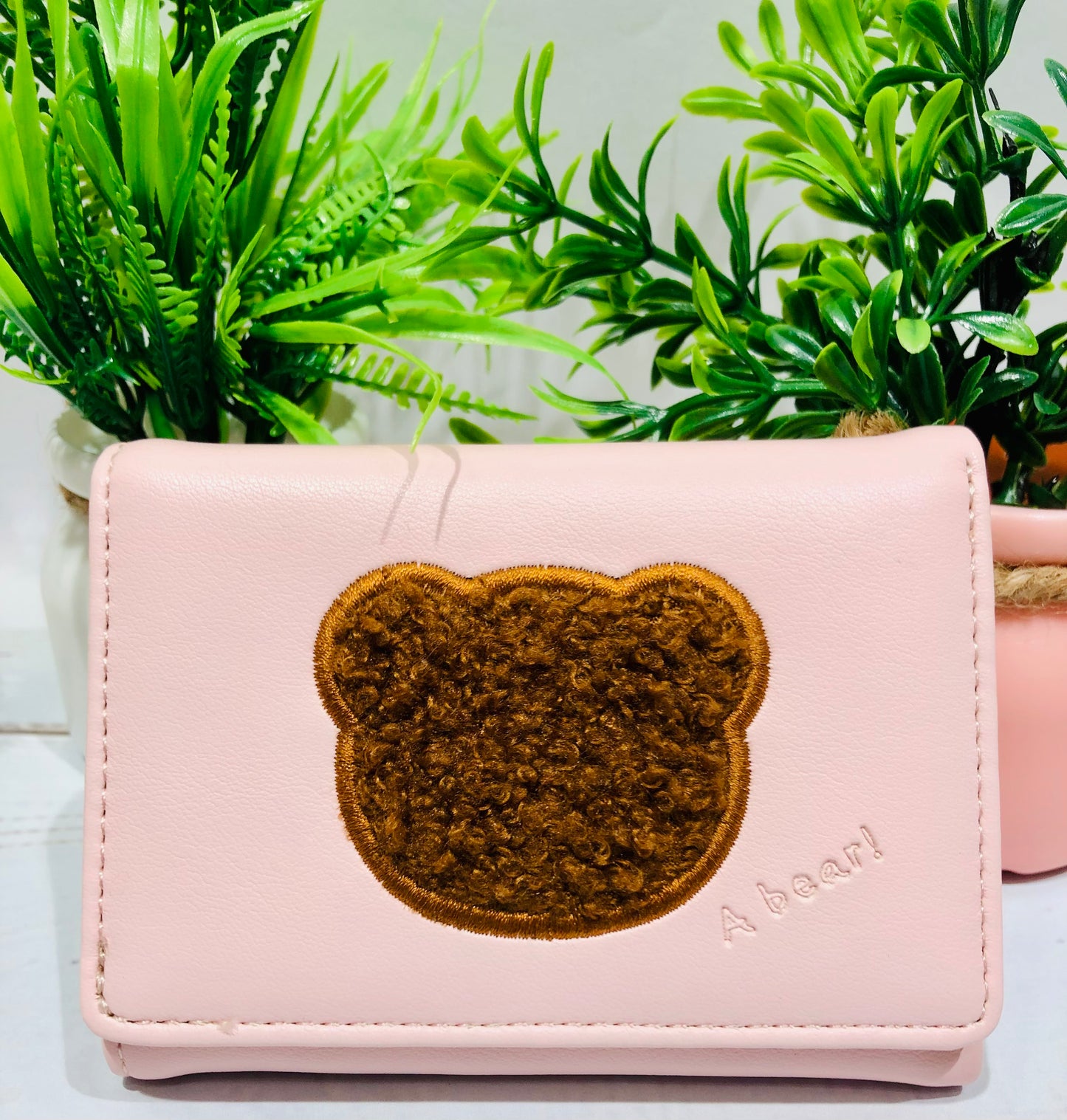 Home Pearl Cute Pink Bear Design Women’s Wallet – Soft PU Leather