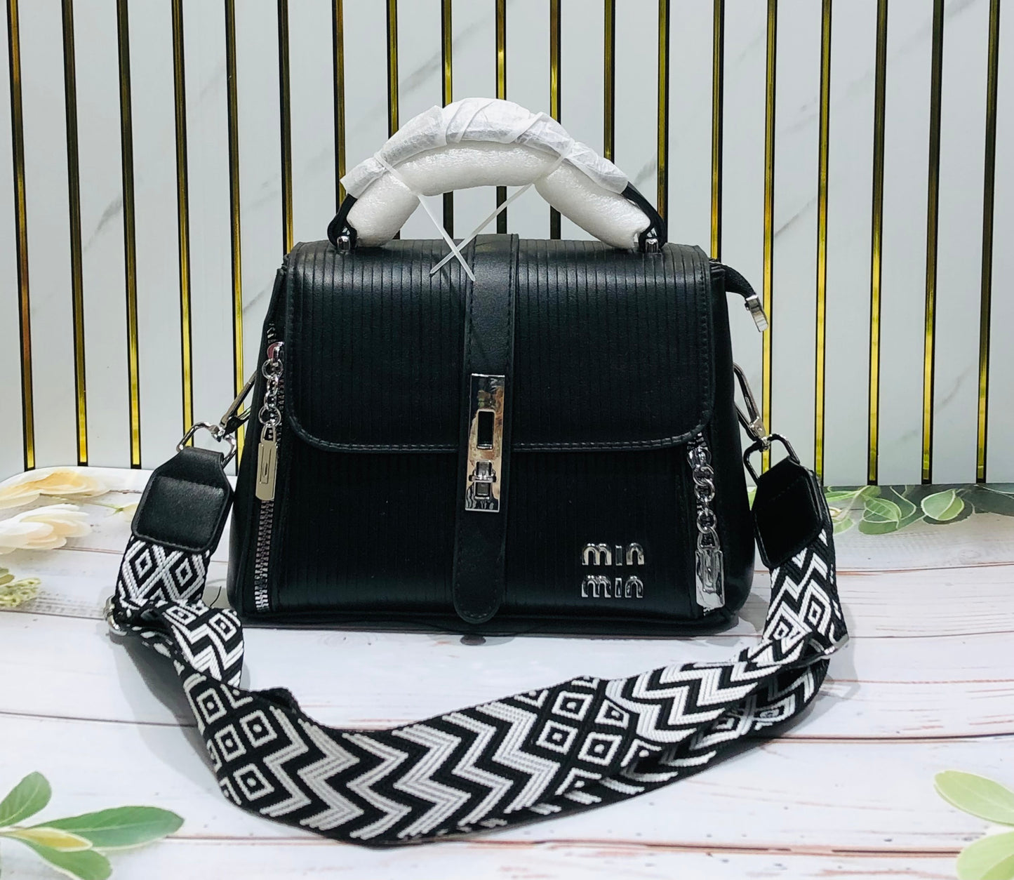 Home Pearl Classic Sling Bag with Monogram & Pattern Strap