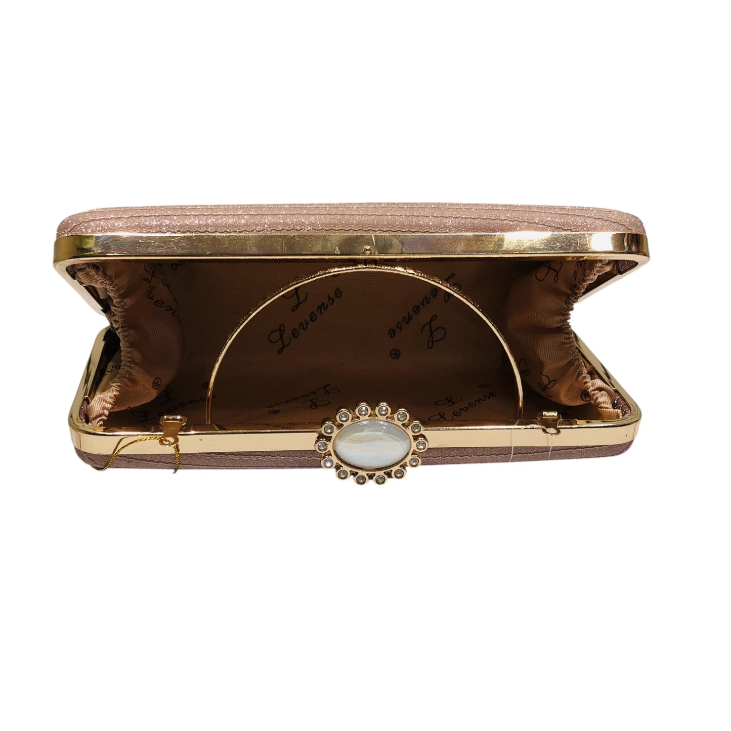 Home Pearl Rose Gold Bridal Clutch with Pearl Clasp – Luxe Glitter Party Purse