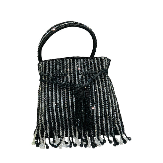 Home Pearl Black Beaded Fringe Bridal Potli Bag – Elegant Evening Purse