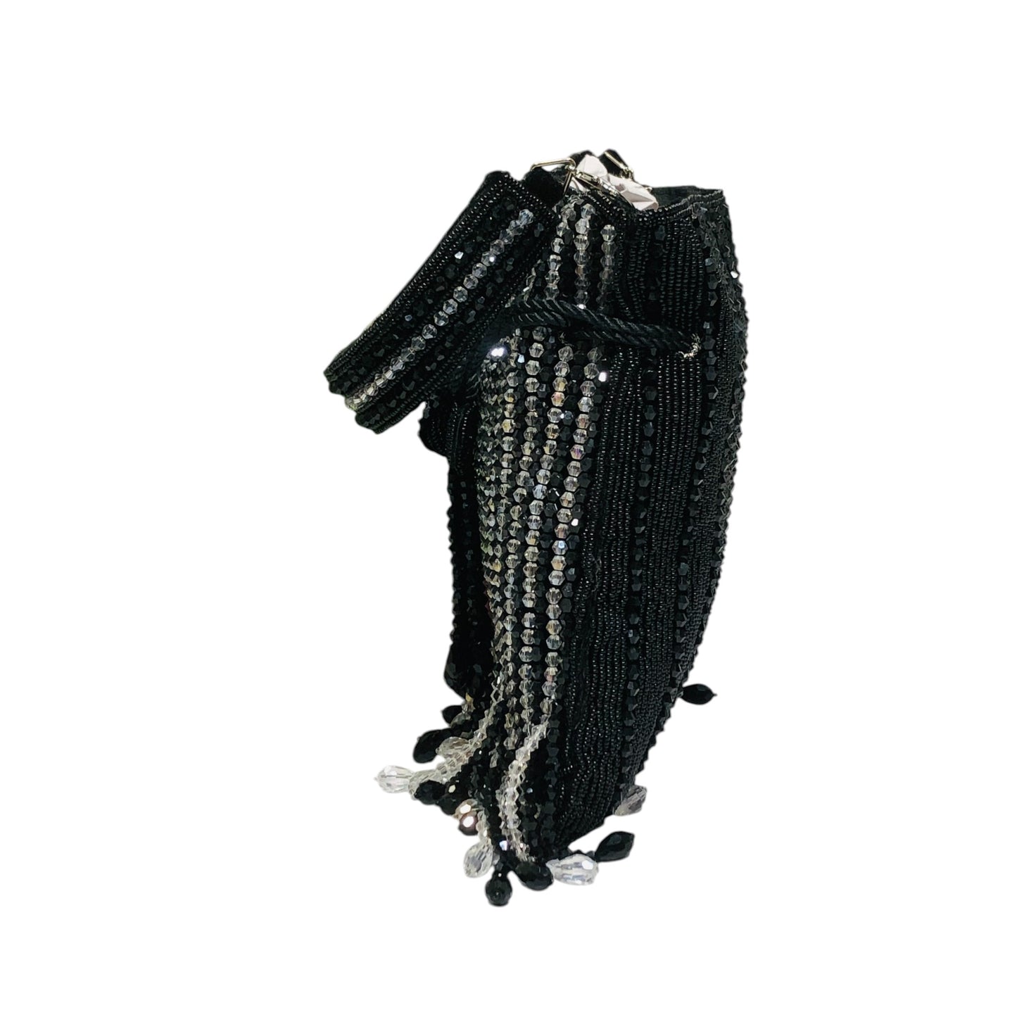 Home Pearl Black Beaded Fringe Bridal Potli Bag – Elegant Evening Purse