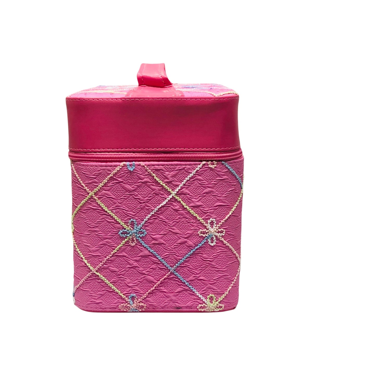 Home Pearl Pink Embroidered Vanity Box with Handle – Stylish  Spacious Organizer