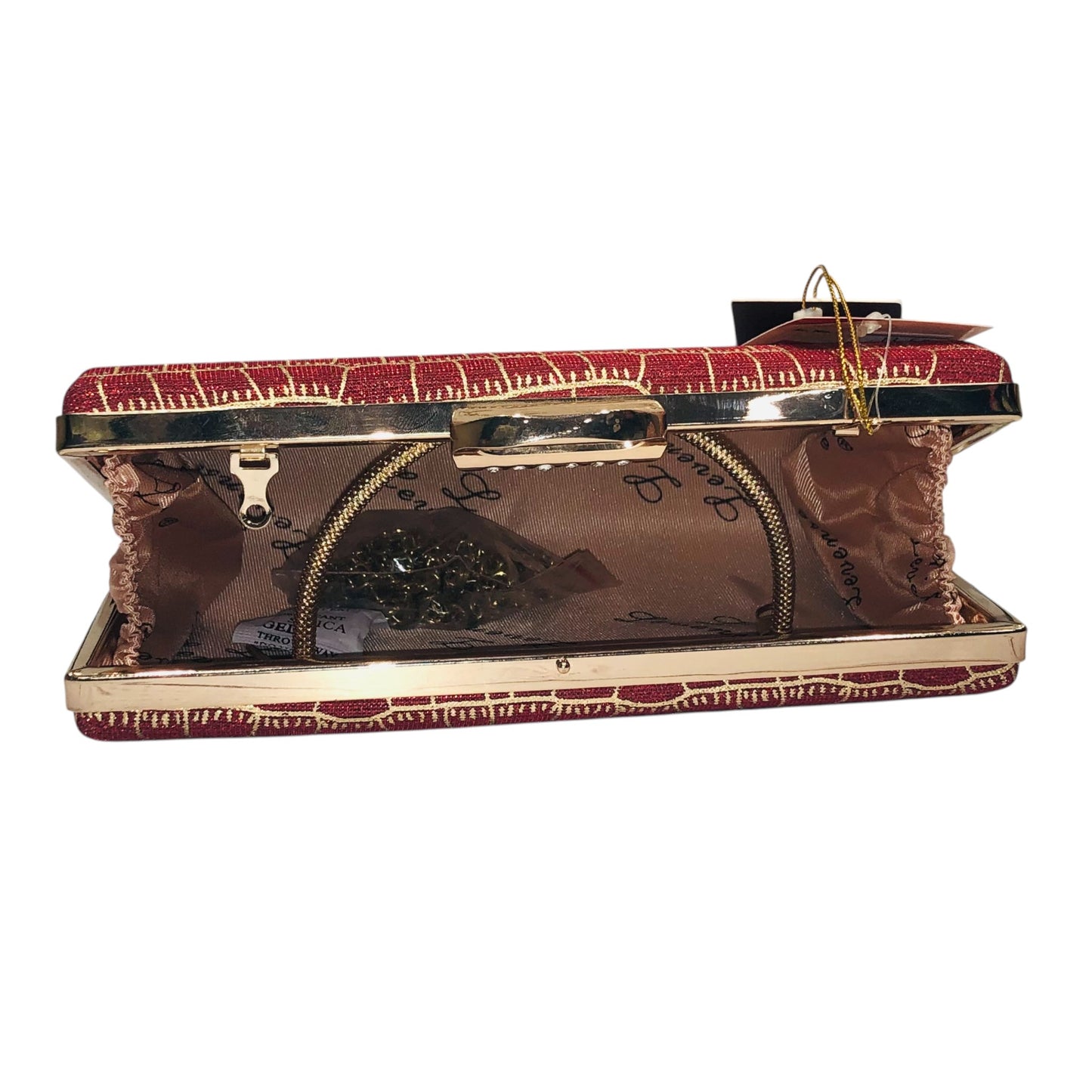 Home Pearl Red  Gold Embroidered Bridal Clutch – Regal Elegance for Weddings