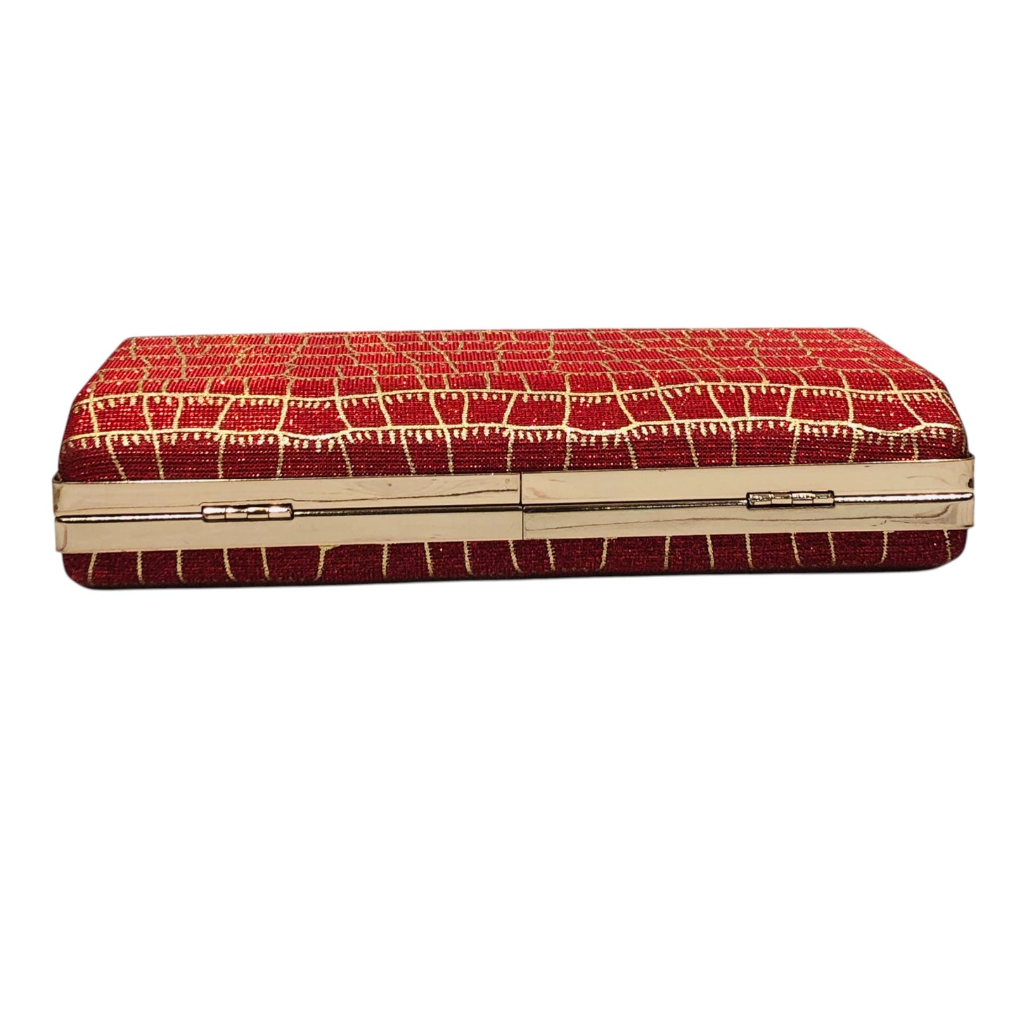 Home Pearl Red  Gold Embroidered Bridal Clutch – Regal Elegance for Weddings