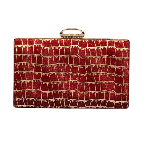 Home Pearl Red  Gold Embroidered Bridal Clutch – Regal Elegance for Weddings