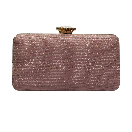 Home Pearl Rose Gold Bridal Clutch with Pearl Clasp – Luxe Glitter Party Purse