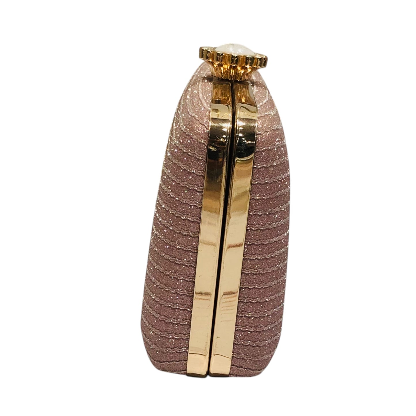 Home Pearl Rose Gold Bridal Clutch with Pearl Clasp – Luxe Glitter Party Purse