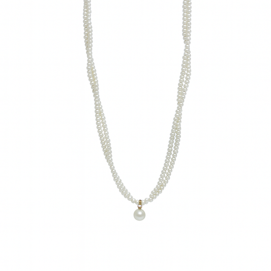 Home Pearl Classic Layered Pearl Bead Necklace with Drop Pendant-Anti Tarnish Gold Finish