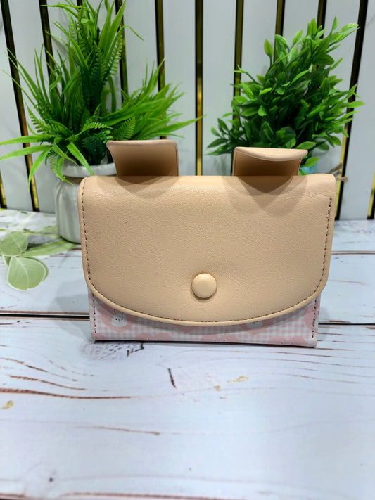 Home Pearl Cute Beige  Pink Women’s Wallet – Mini Snap Closure