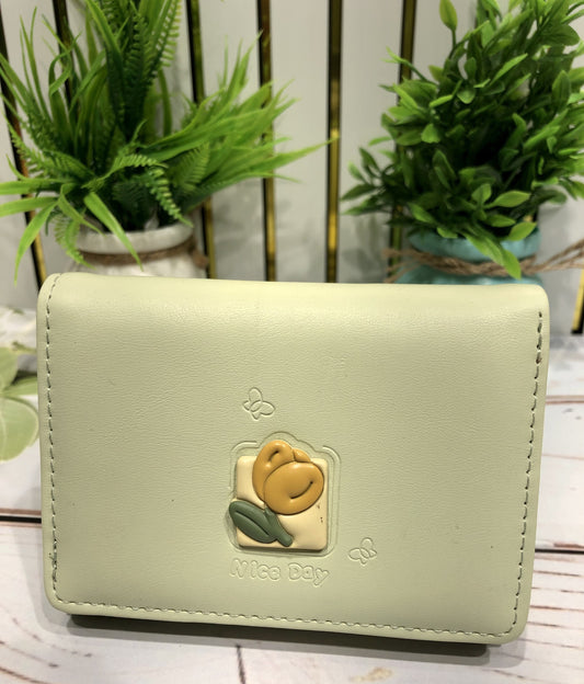 Home Pearl Pastel Green “Nice Day” Women’s Wallet – Floral Embossed Mini Wallet