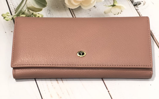 Home Pearl Blush Pink Textured Long Wallet – Elegant  Minimalist Design for Women