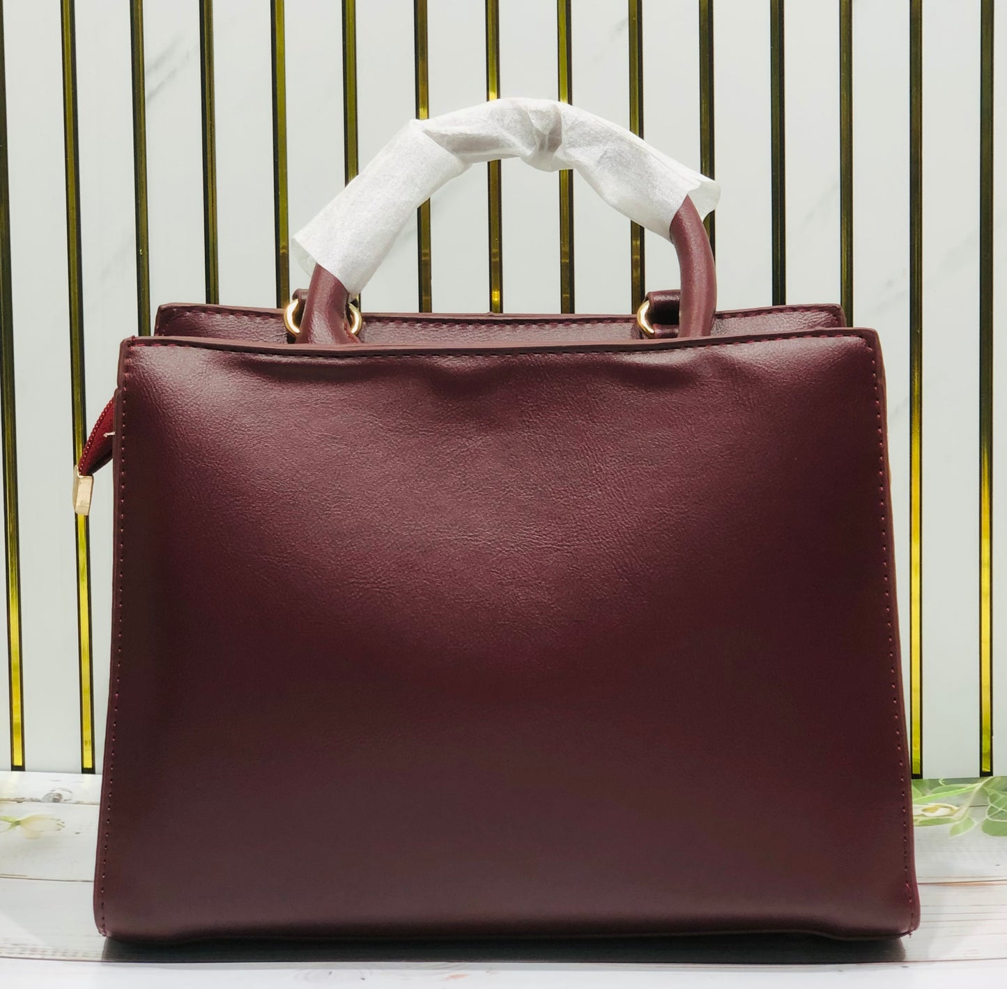 Home Pearl Elegant Striped Medium Handbag