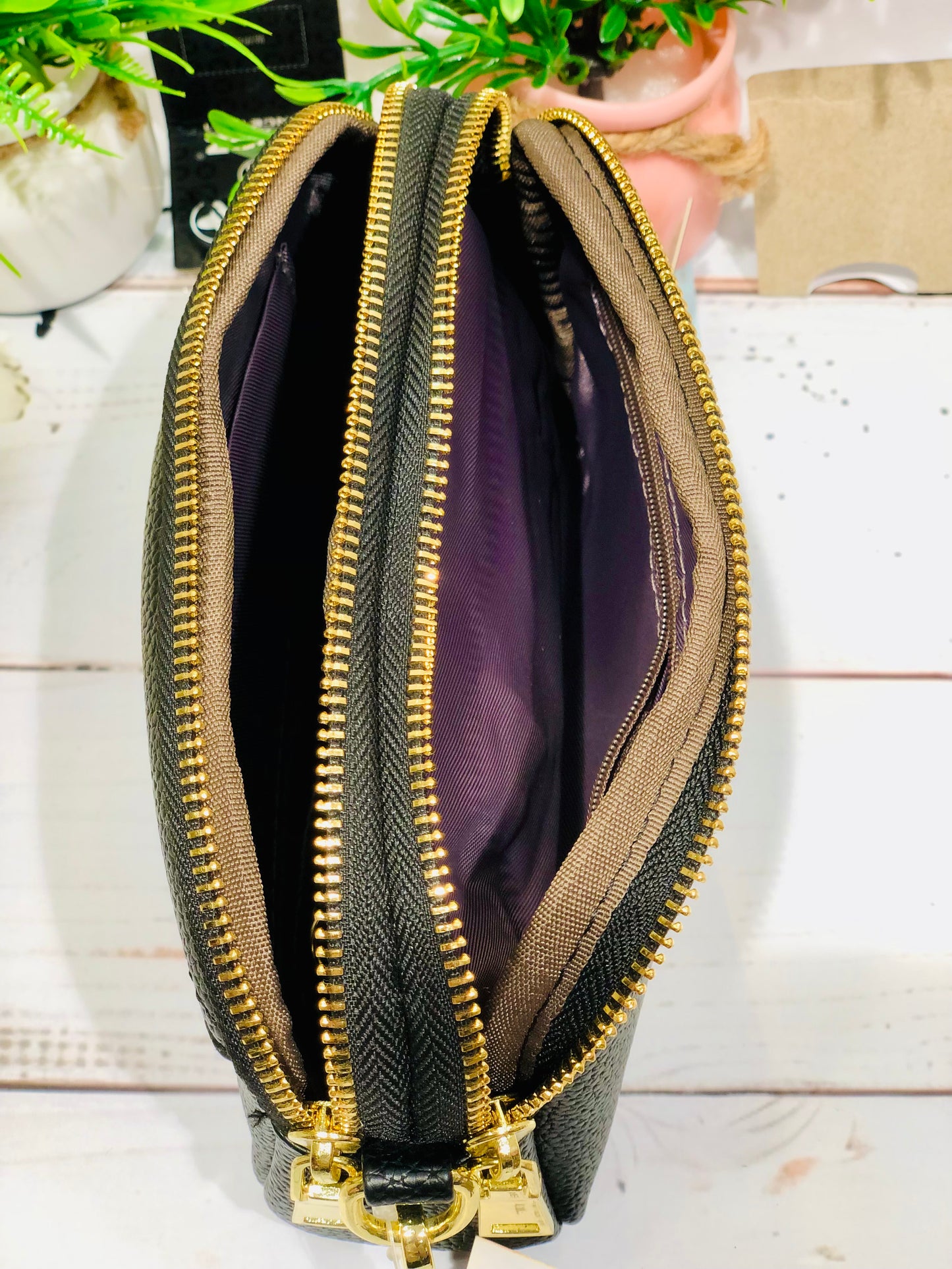 Home Pearl Elegant Black PU Leather Sling Wallet for Women