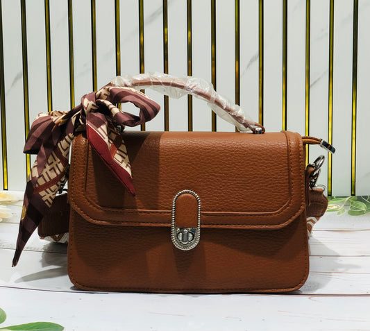 Home Pearl Pu Leather Sling Bag with Printed Scarf – Classy, Compact  Stylish