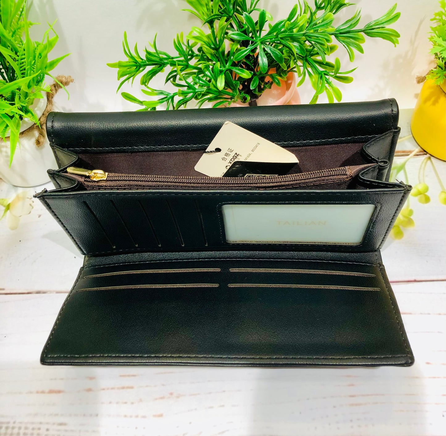 Home Pearl Black Floral Clasp Long Wallet for Women – Elegant  Sleek Design