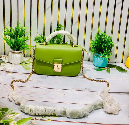Home Pearl Green Gold-Chained Sling Bag – Bold, Chic  Trendy