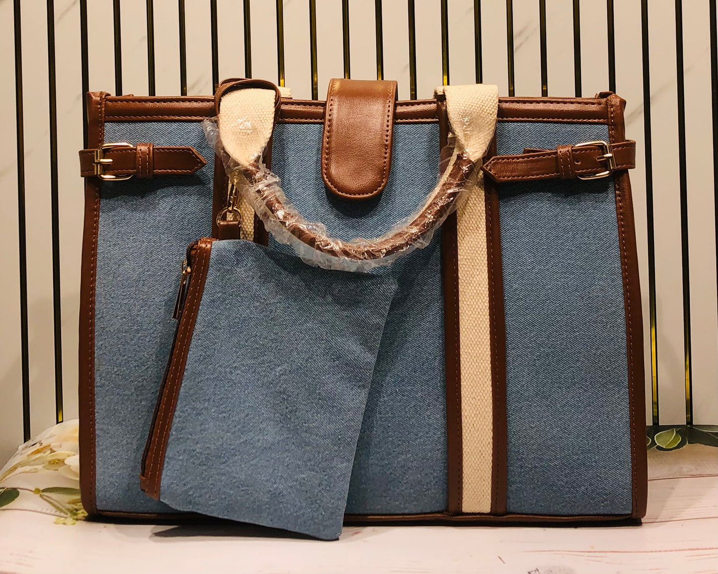 Home Pearl Classic Contrast Panel Tote Bag