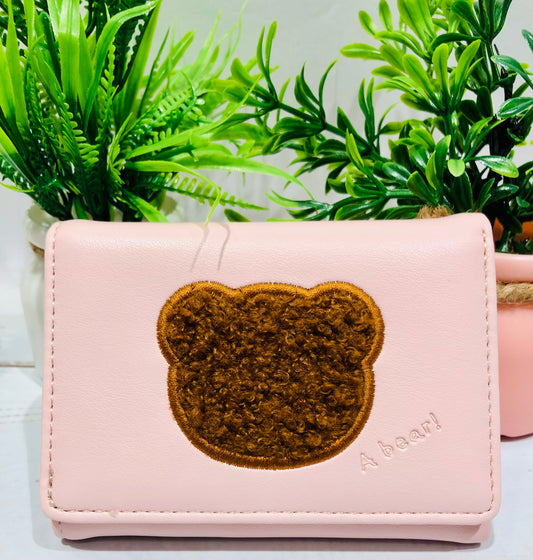 Home Pearl Cute Pink Bear Design Women’s Wallet – Soft PU Leather