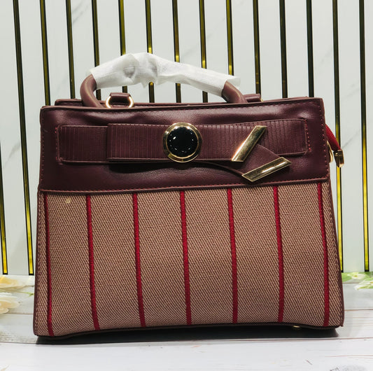 Home Pearl Elegant Striped Medium Handbag