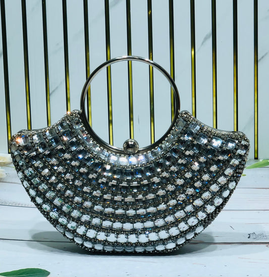 Home Pearl Sparkling  Bridal Clutch – Glam Elegance in Every Detail