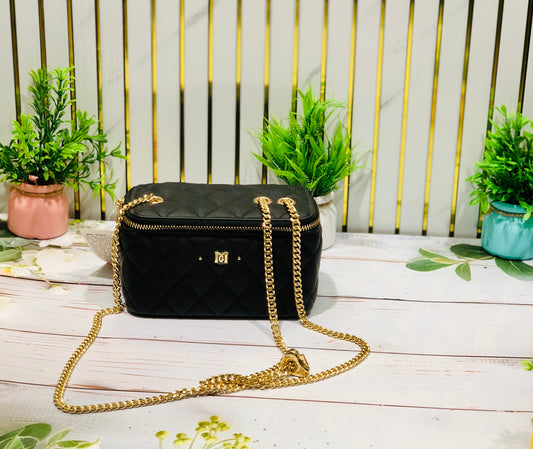 Home Pearl Black Quilted Sling Bag – Luxe, Bold  Timeless
