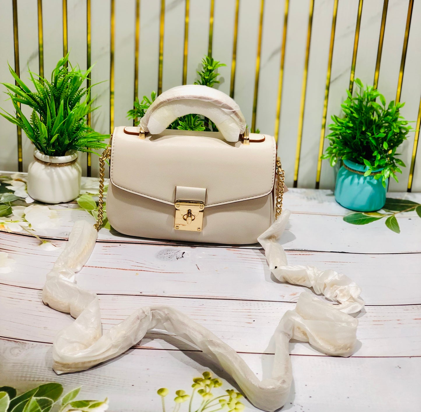 Home Pearl Green Gold-Chained Sling Bag – Bold, Chic  Trendy