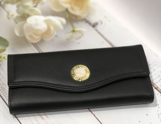 Home Pearl Elegant Black Long Wallet for Women – Classic  Chic Design
