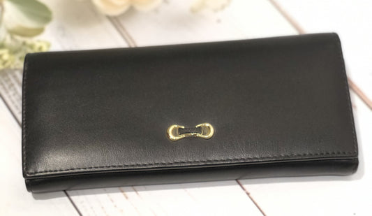 Home Pearl Elegant Black PU Leather Women's Wallet with Gold Accent